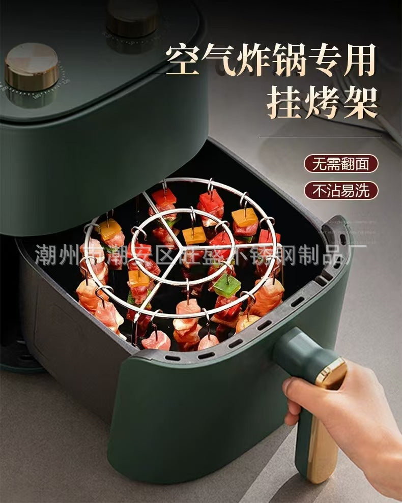 Air Fryer Barbecue Grill24Satay Stainless Steel Grill Rack Kebabs Stick Vertical Hanging Meat Skewers Oven Stick Hook