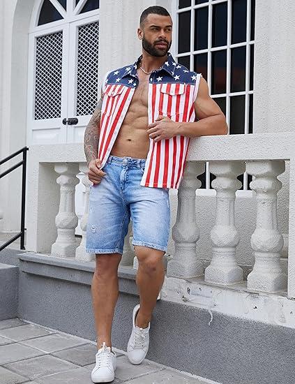 American Flag Denim Vest