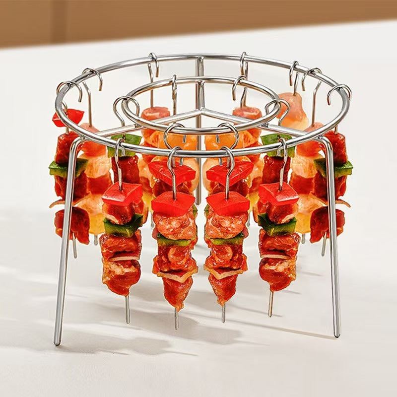 Air Fryer Barbecue Grill24Satay Stainless Steel Grill Rack Kebabs Stick Vertical Hanging Meat Skewers Oven Stick Hook