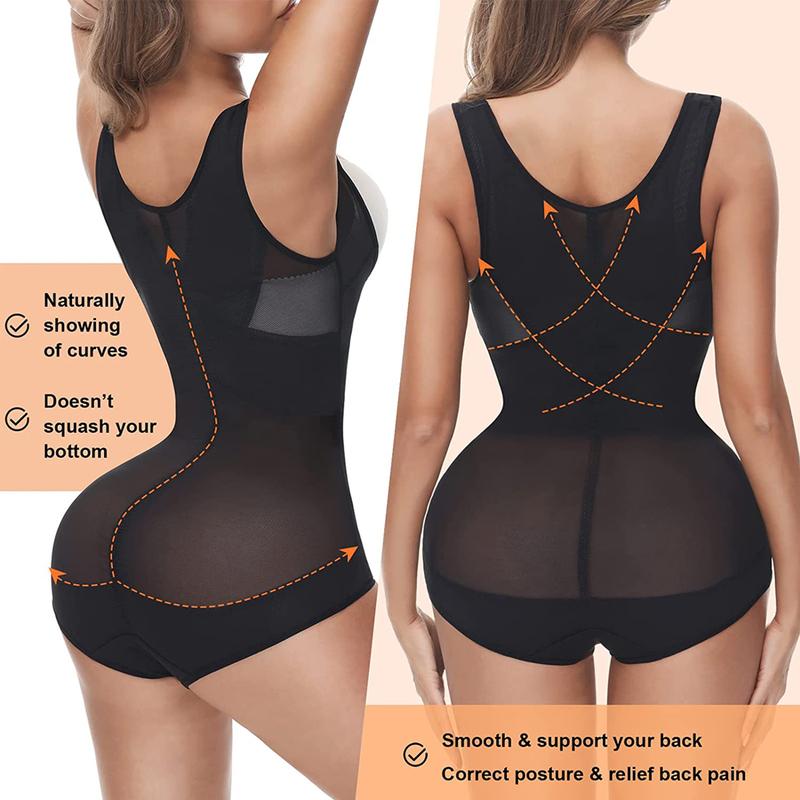 1-2 Counts Mesh Shapewear Bodysuit Tummy Control for Women Plus Size Faja Body Shaper Backless Bodysuit Butt Lifter, Ladies Seamless Breathable Shapewear Plus Size S -3XL Beige Black