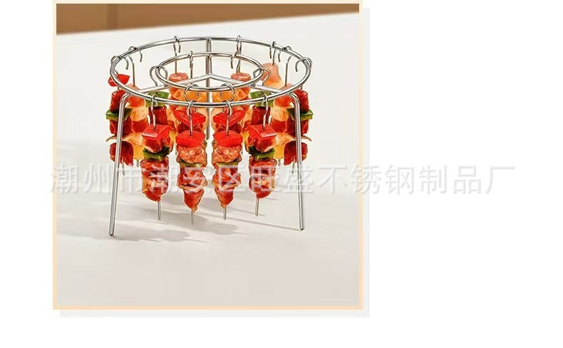 Air Fryer Barbecue Grill24Satay Stainless Steel Grill Rack Kebabs Stick Vertical Hanging Meat Skewers Oven Stick Hook